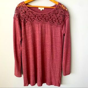 Umgee Women's Raspberry 3/4 sleeves Tunic Small